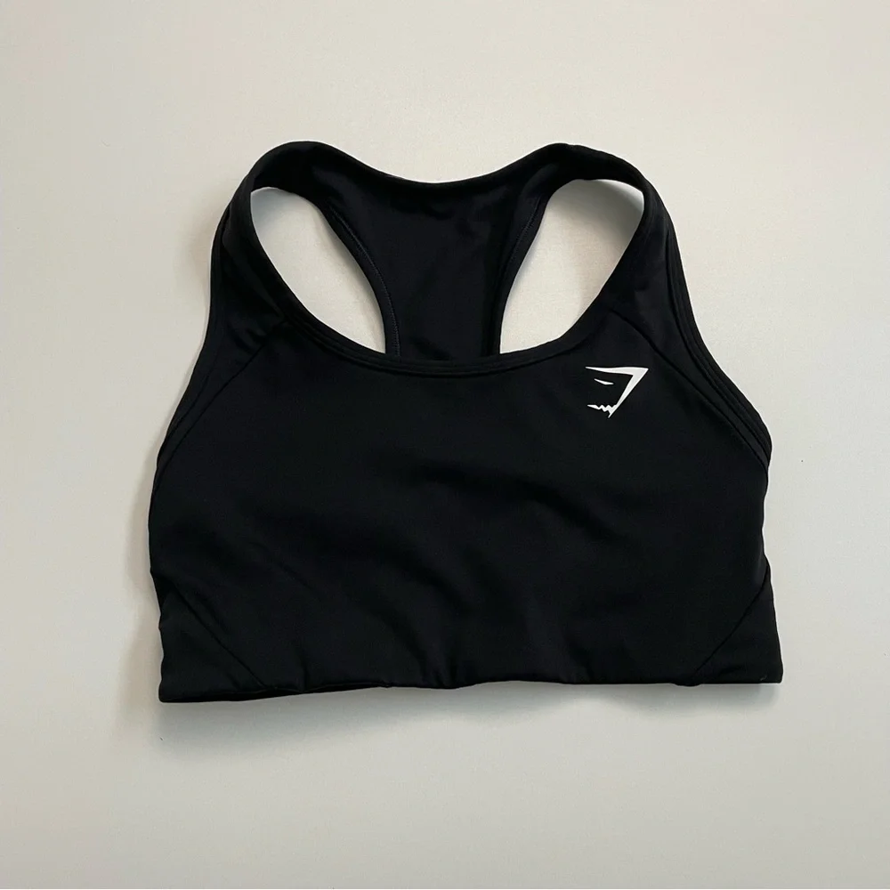 Gymshark Sports Bra Racerback Athletic Exercise Unlined No Padding Black